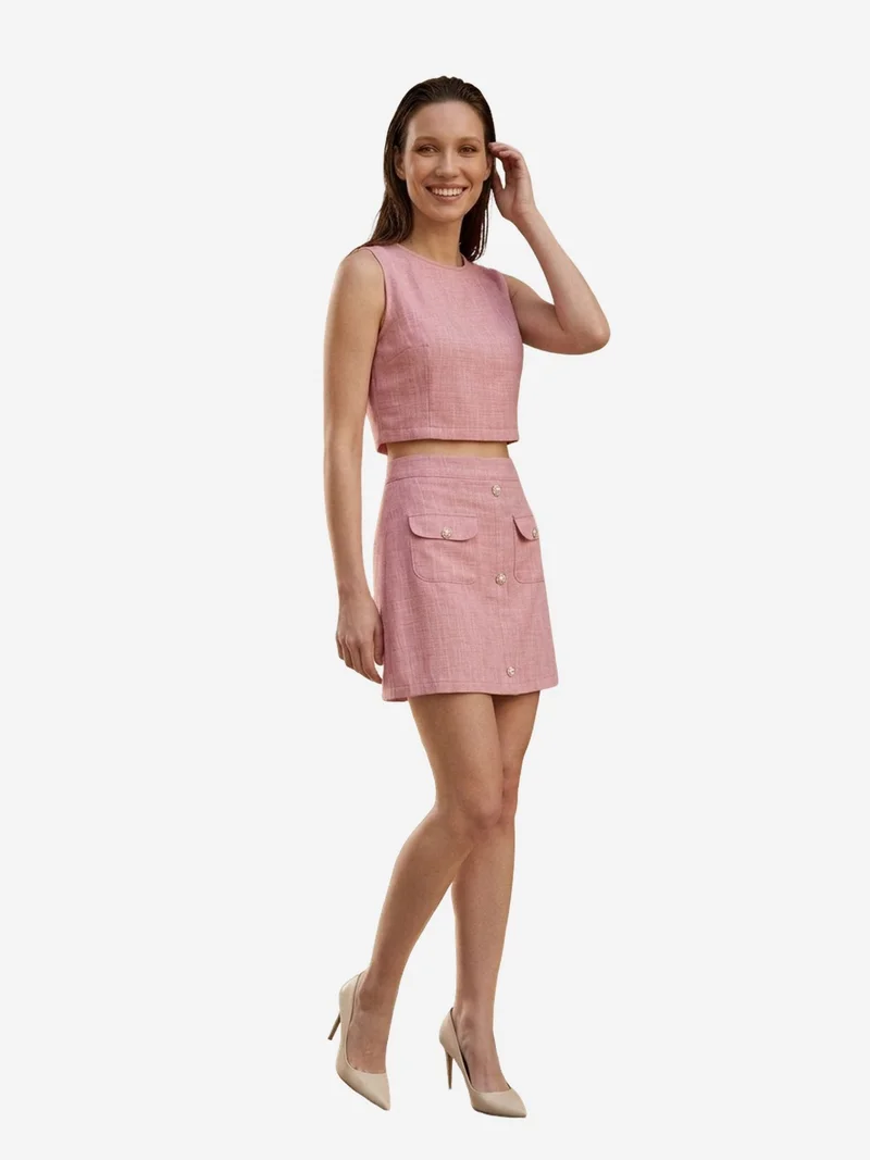 MY FASHION MY FASHION Cotton Vest and Mini Skirt Set