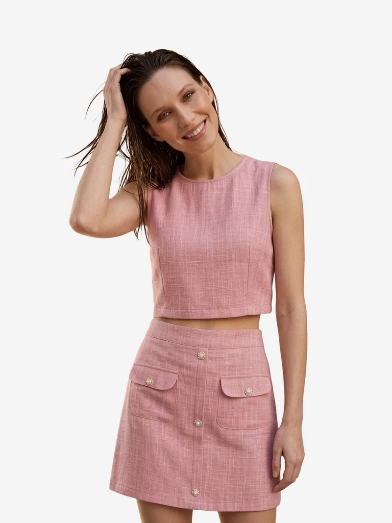 My Fashion Blush Pink MY FASHION Cotton Vest and Mini Skirt Set for Women | Best Price UAE