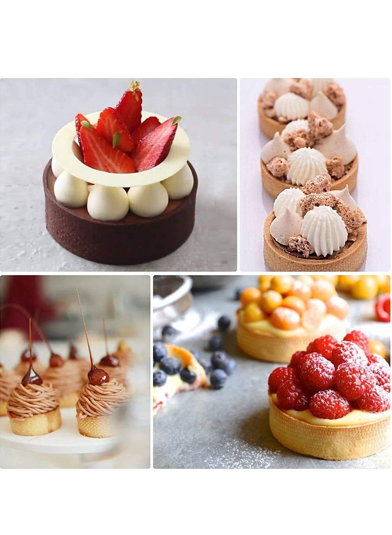 SOLARAE Tart Ring Mold, Cake Baking Tool, Cake Round Cutter for Kitchen Restaurant Baking Muffin Mousse Ring Cake French Dessert (8 Pcs ) - Image 2