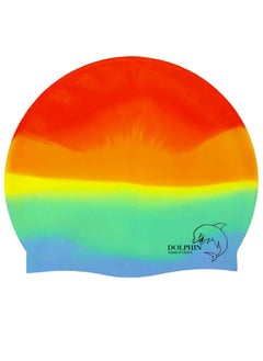Dolphin Silicone Swimming Cap Waterproof For Kids & Adults - Rainbow  - Image 1