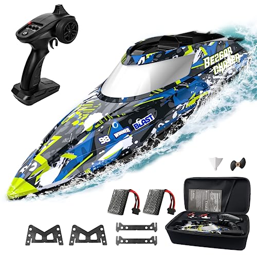 BEZGAR TX123 Remote Control Boats - Fast Speed RC Boat 32+ KPH with A Portable Suitcase for Lakes & Pools & Salt Water, Summer Toys for Adults and Ideal Gifts for Kids Boys Age 6 7 8-12 Years Old - Image 1