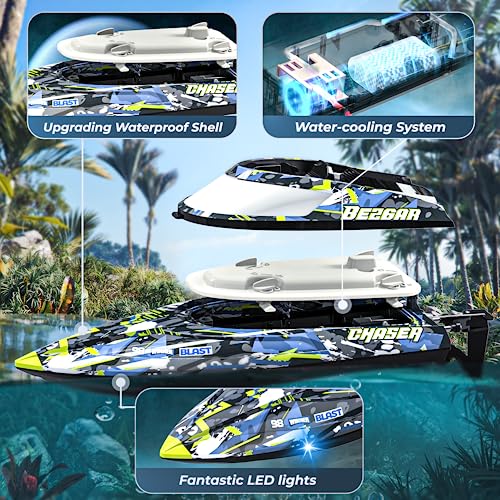 BEZGAR TX123 Remote Control Boats - Fast Speed RC Boat 32+ KPH with A Portable Suitcase for Lakes & Pools & Salt Water, Summer Toys for Adults and Ideal Gifts for Kids Boys Age 6 7 8-12 Years Old - Image 4