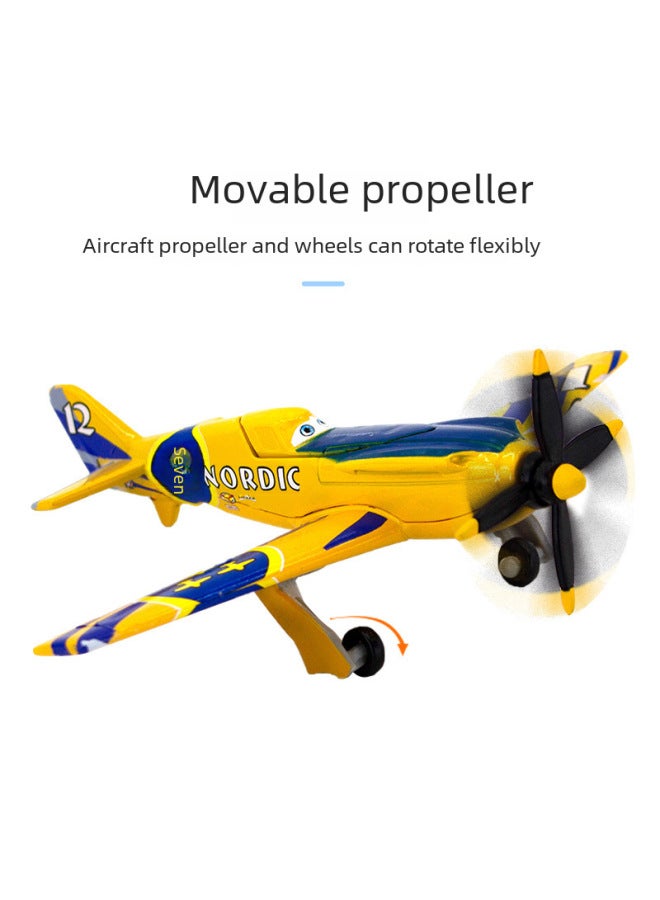 Aircraft Story Alloy Toy No.12 No.3 No.23 Aircraft Children's Model Yellow Gift Collection-Color:Aircraft 8. - Image 3