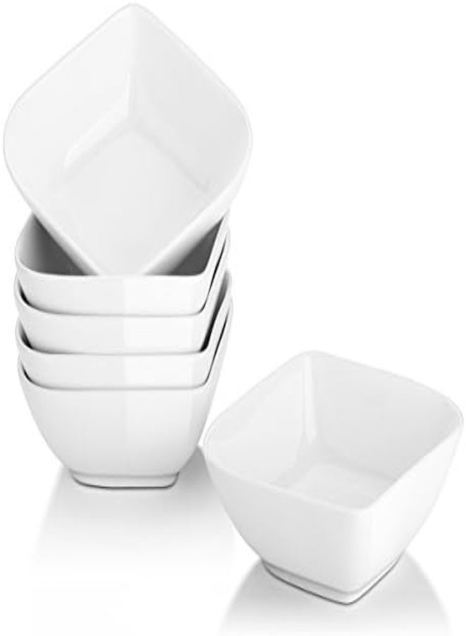 AKDC Dowan 8 Ounce Porcelain Ramekins, Dessert Bowls, Set Of 6, White, Stylish Square - Image 3
