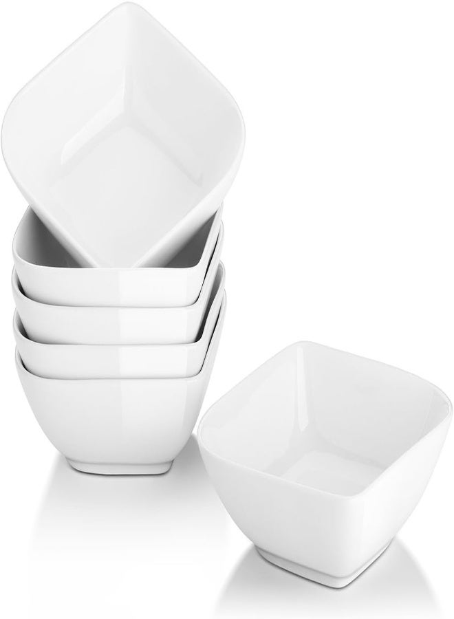 AKDC Dowan 8 Ounce Porcelain Ramekins, Dessert Bowls, Set Of 6, White, Stylish Square - Image 1