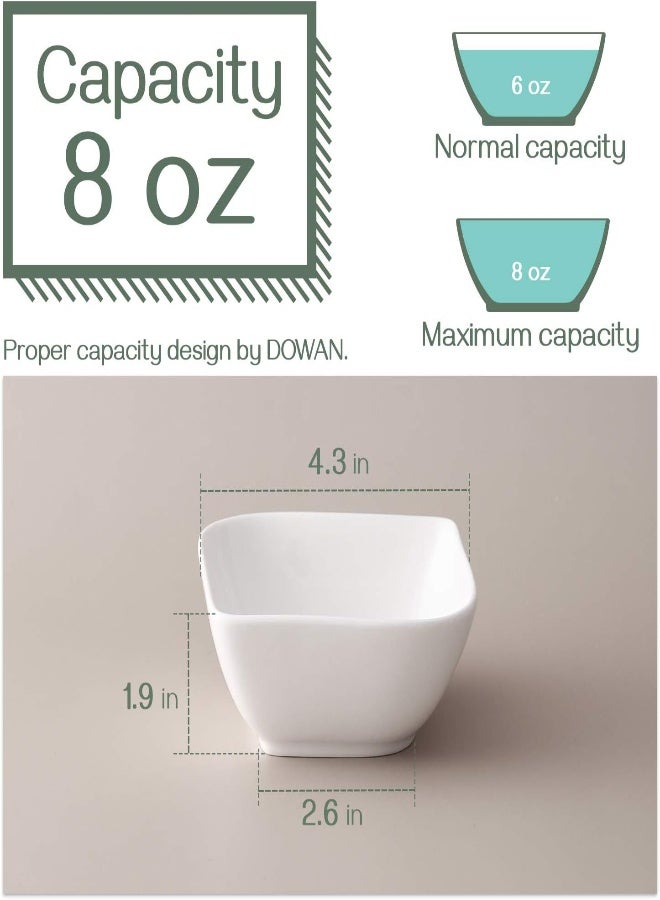 AKDC Dowan 8 Ounce Porcelain Ramekins, Dessert Bowls, Set Of 6, White, Stylish Square - Image 2