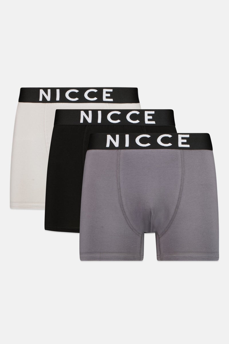 Nicce Men 3 Pcs Brand Logo Boxer, Multicolor - Image 1