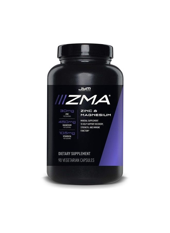 JYM Supplement Science - ZMA Zinc/Magnesium Capsules Supplement - Zinc, Magnesium and Vitamin B6 | JYM Supplemental Science | 90 Vegetarian Capsules - Image 1