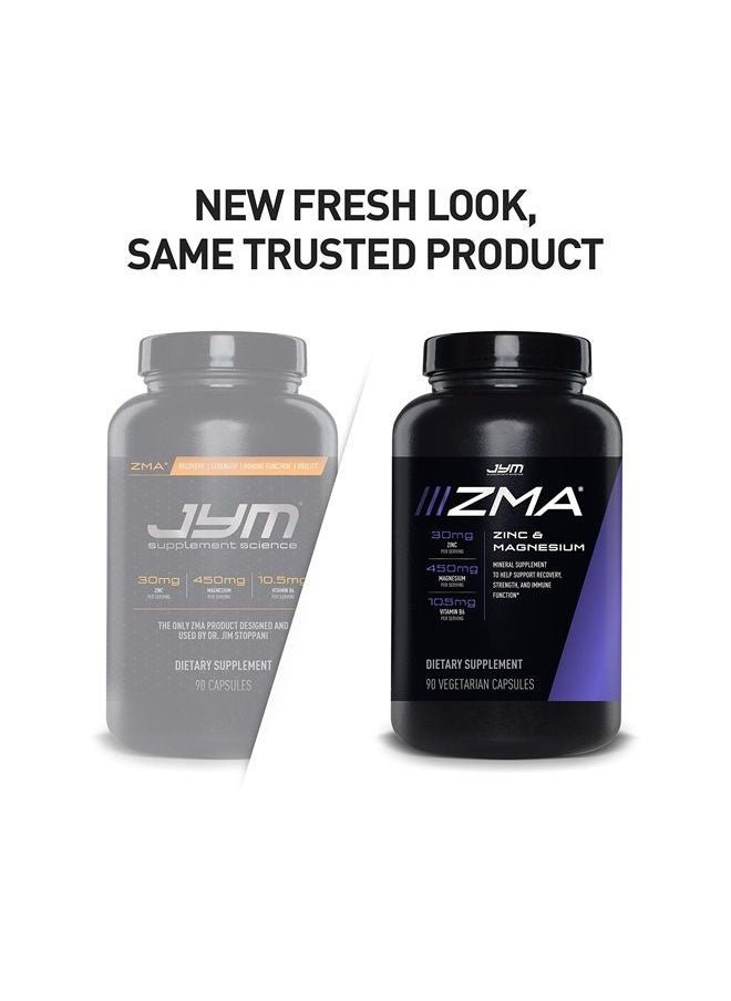 JYM Supplement Science - ZMA Zinc/Magnesium Capsules Supplement - Zinc, Magnesium and Vitamin B6 | JYM Supplemental Science | 90 Vegetarian Capsules - Image 1