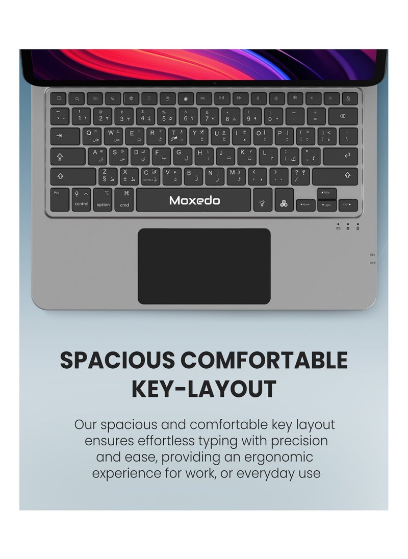 Moxedo - Moxedo Magic Wireless Keyboard with Smart Multi-Touch Trackpad USB-C Charging Port RGB Backlight with Leather Back Case Compatible for iPad 13 Pro 2024 - Image 1