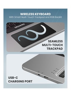 Moxedo Moxedo Magic Wireless Keyboard with Smart Multi-Touch Trackpad USB-C Charging Port RGB Backlight with Leather Back Case Compatible for iPad 13 Pro 2024  - Image 4