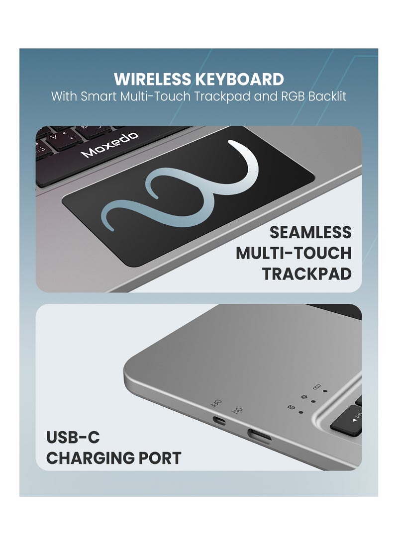 Moxedo - Moxedo Magic Wireless Keyboard with Smart Multi-Touch Trackpad USB-C Charging Port RGB Backlight with Leather Back Case Compatible for iPad 13 Pro 2024 - Image 1