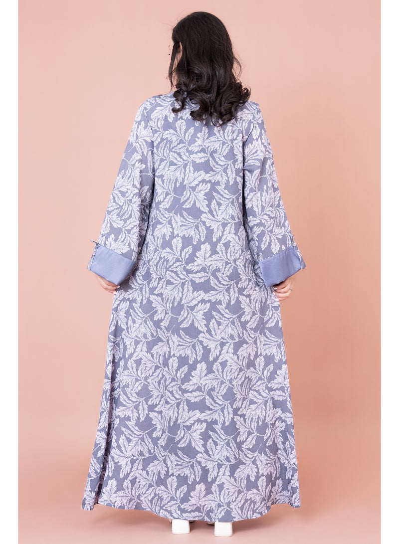 اكسا جلابية مطرزة نقوش ورق شجر - Image 2