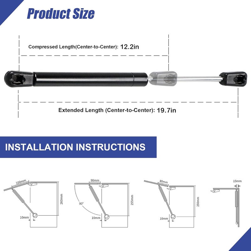 Hurotoms 20" 100Lbs/445N Lift Support Gas Spring Struts with L-Type Mounts - Image 2