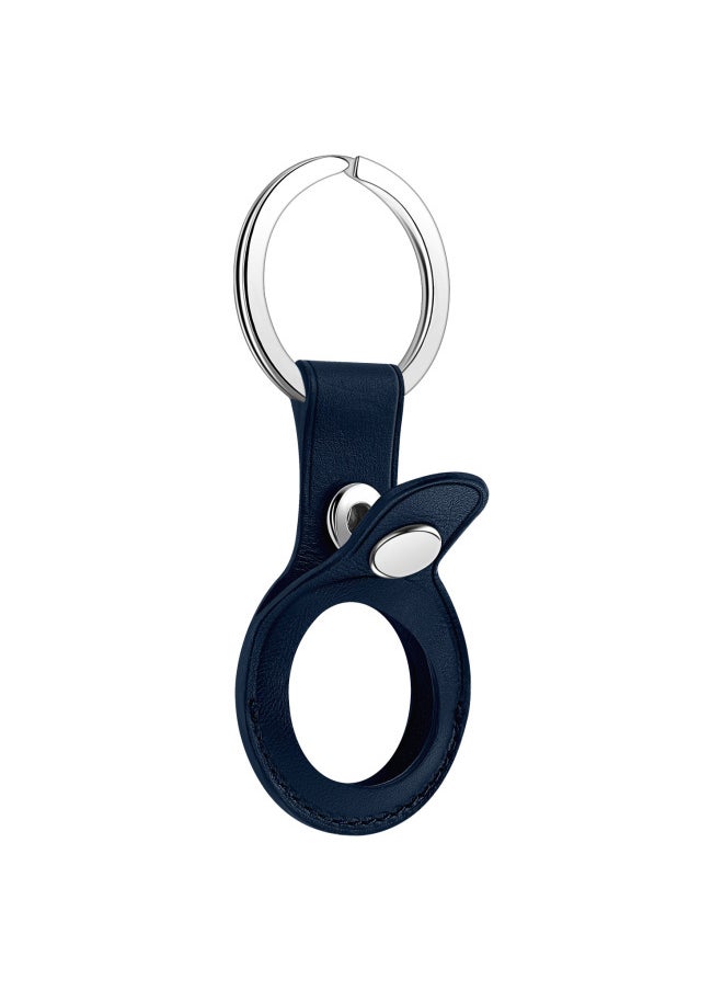 Generic - Suitable For Apple Airtag Protective Cover For Apple Positioning Anti-loss Device Airtag Leather Hanging Buckle Anti-loss Protective Cover-Color:Dark Blue-Applicable Models:Airtag - Image 1