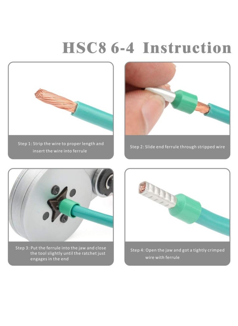 Wire Ferrule Crimping Tool, Square Self-Adjustable, for AWG23-10 Bootlace End-Sleeves Ferrule, Ratcheting Wire Crimping Plier  - Image 5