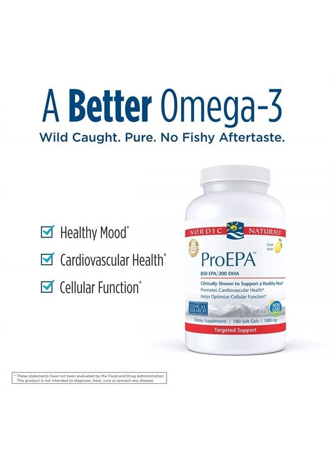 NORDIC NATURALS - ProEPA, Lemon - 180 Soft Gels - 1210 mg Omega-3 - High-Intensity EPA Formula for Healthy Mood, Heart Health & Cellular Function - Non-GMO - 90 Servings - Image 1