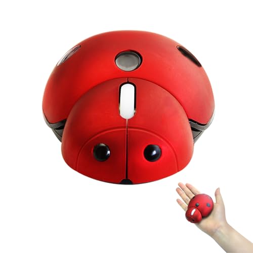 elec Space Mini Small Wireless Mouse for Kids, Cute Animal Ladybug Shape 3000DPI Portable Mobile Optical Mouse with USB Receiver Cordless Mouse for PC Mac Laptop Computer Notebook (Red) - Image 1