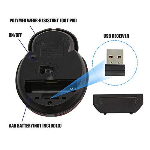 elec Space Mini Small Wireless Mouse for Kids, Cute Animal Ladybug Shape 3000DPI Portable Mobile Optical Mouse with USB Receiver Cordless Mouse for PC Mac Laptop Computer Notebook (Red) - Image 4