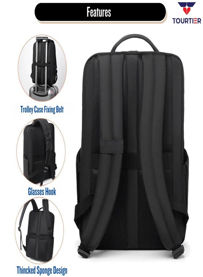 TOURTIER Multifunctional Laptop Bag, Casual Men's Backpack for Business, Travel, School, College, Computer (DESIGN-1, BLACK) - Image 4