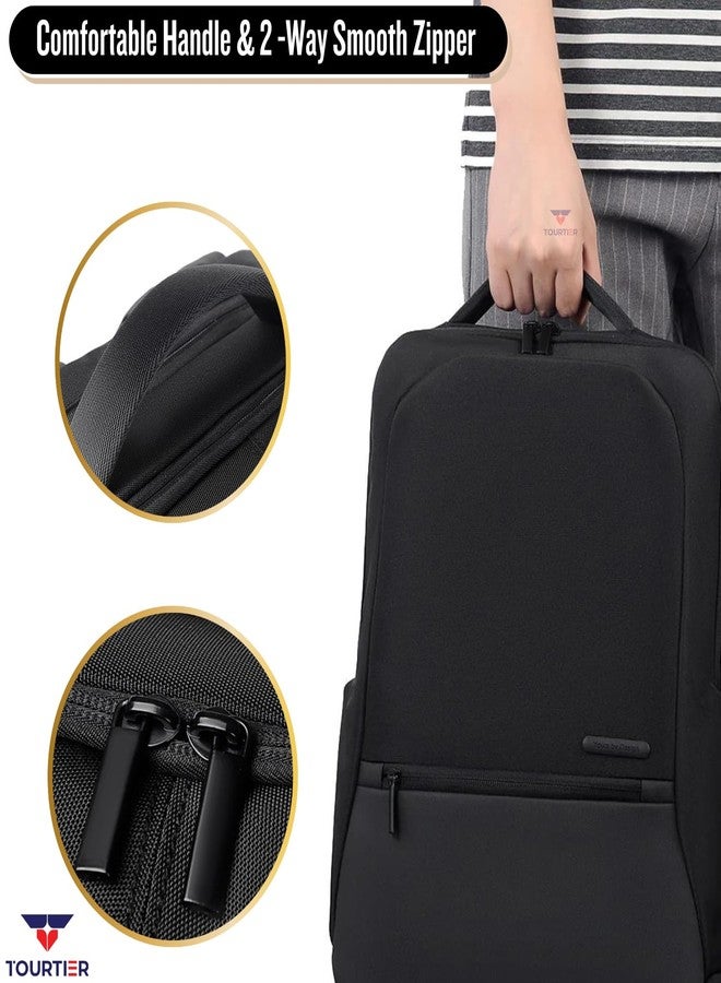 TOURTIER Multifunctional Laptop Bag, Casual Men's Backpack for Business, Travel, School, College, Computer (DESIGN-1, BLACK) - Image 5