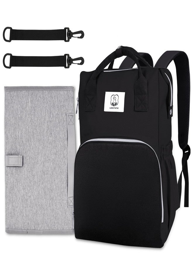COTTONBEBE Diaper Bag with Changing Pad, Large Baby Bags Backpack with Stroller Straps & Insulated Pockets, Multifunction Waterproof Travel Diapers Back pack for Women & Man, Black - Image 1
