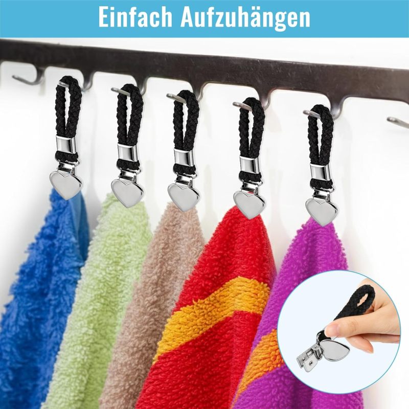 10 Classic Black Metal Towel Clips - Tool-Free No-Damage Attachment Non-Slip Secure Hold Towel Hangers for Bathroom Kitchen Closet Office Organization - Image 5