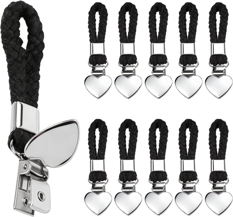 10 Classic Black Metal Towel Clips - Tool-Free No-Damage Attachment Non-Slip Secure Hold Towel Hangers for Bathroom Kitchen Closet Office Organization - Image 2