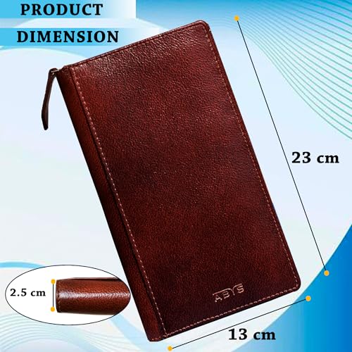 ABYS Genuine Leather Dark Brown Passport Holder for Men and Women,Unisex Travel Document Holder with Zipper Closure - Image 3