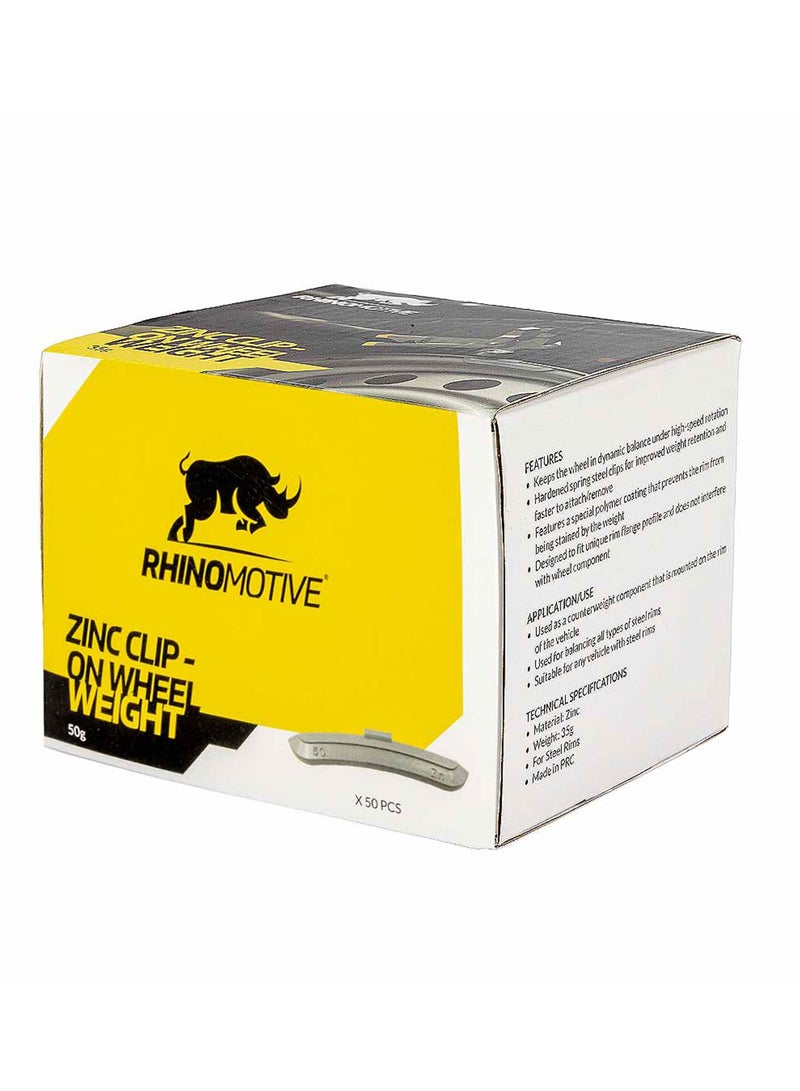RHINOMOTIVE Automotive Zinc Clip-on wheels weight 50g 50Pcs Per Box  - Image 3