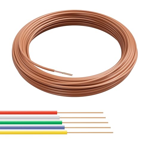 THE CIMPLE CO Thermostat Wire 18/5, 50 FT, Solid Copper, 18 Gauge, 5 Conductor, Residential, Commercial and Industrial Rated, 15 Meter, Brown - Image 1