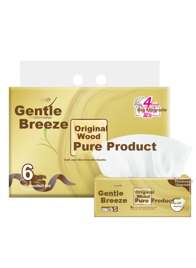 App Single-ply Original Wood Gold Series 4-ply 90 Sheets*6 Packs Facial Tissue Br64sje4 - Image 1