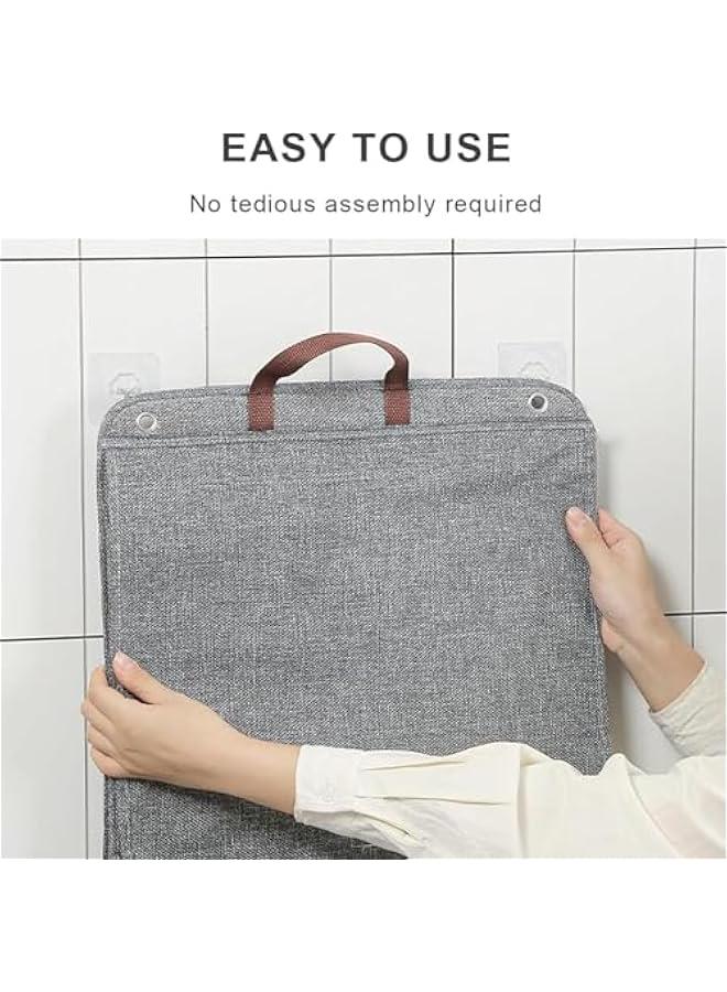 HOOKOR Wall-Mounted Collapsible Laundry Basket, Foldable Dirty Clothes Basket with Lid and Handle, Slim Hanging Laundry Hamper Laundry Bag, Large Washing Basket (Grey) - Image 3