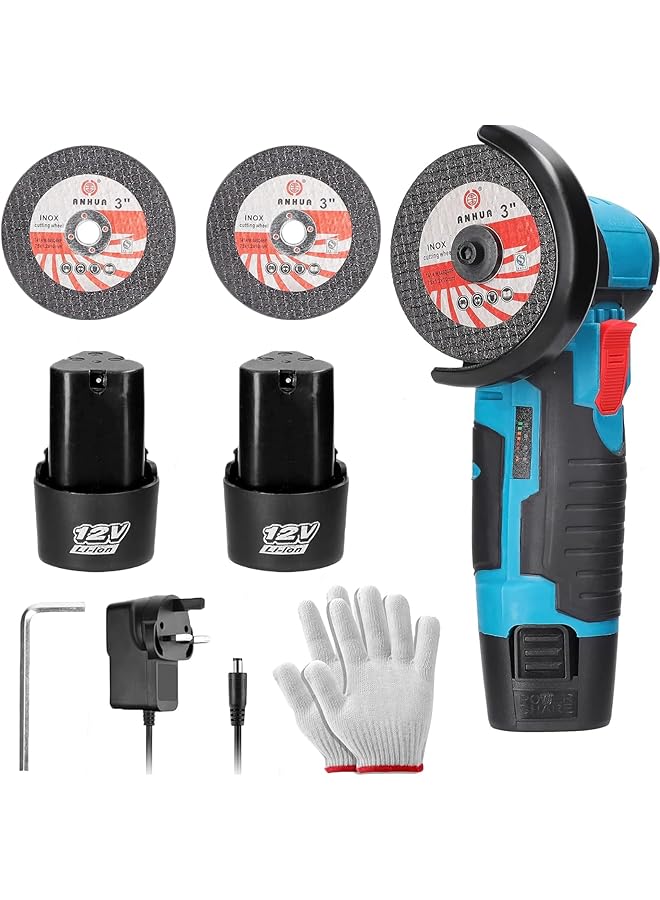 WEMART Mini Angle Grinder 19500Rpm Mini Grinders Power Tools Handheld Portable Electric Grinder Machine With 2 Cutting Disc And 2 1500Mah Battery - Image 1