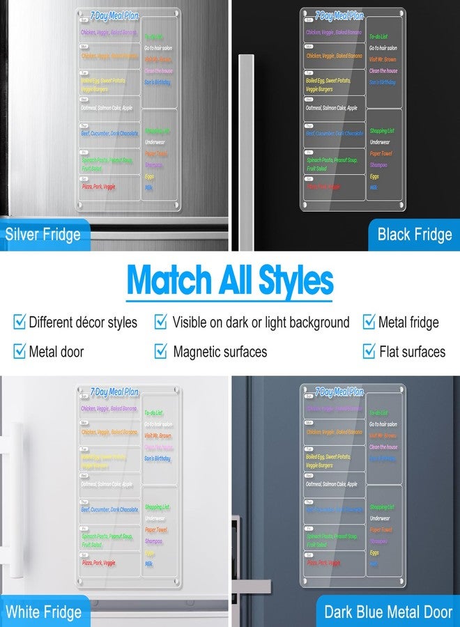 OORAII Acrylic Meal Planner Magnetic Menu Board for Kitchen Fridge w/Markers, Clear Weekly Calendar Planning Board Noteboard Refrigerator Dry Erase Board to Do/Grocery/Shopping List/Chore Chart, 12.8x9’’ - Image 5