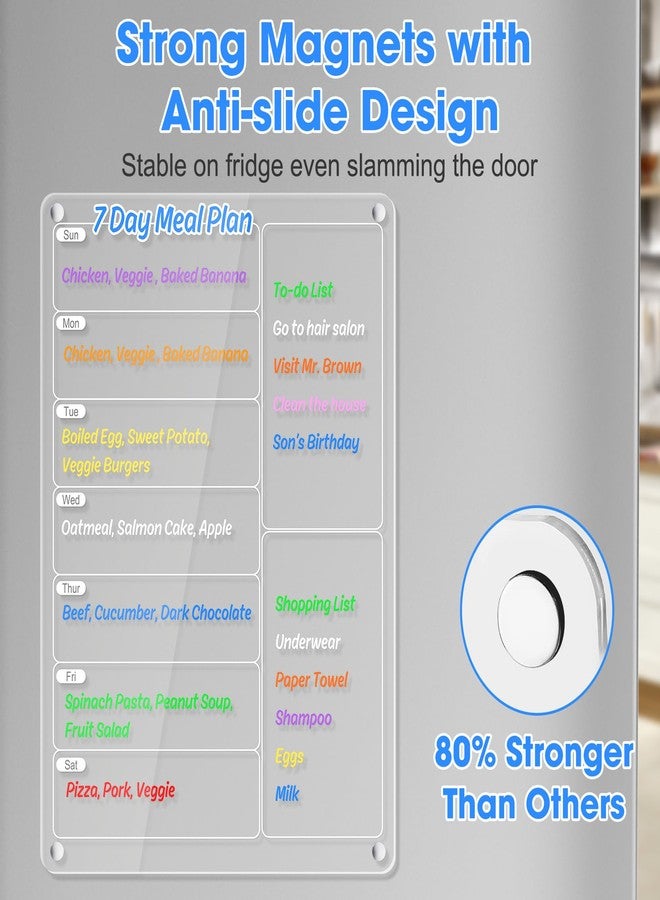 OORAII Acrylic Meal Planner Magnetic Menu Board for Kitchen Fridge w/Markers, Clear Weekly Calendar Planning Board Noteboard Refrigerator Dry Erase Board to Do/Grocery/Shopping List/Chore Chart, 12.8x9’’ - Image 3