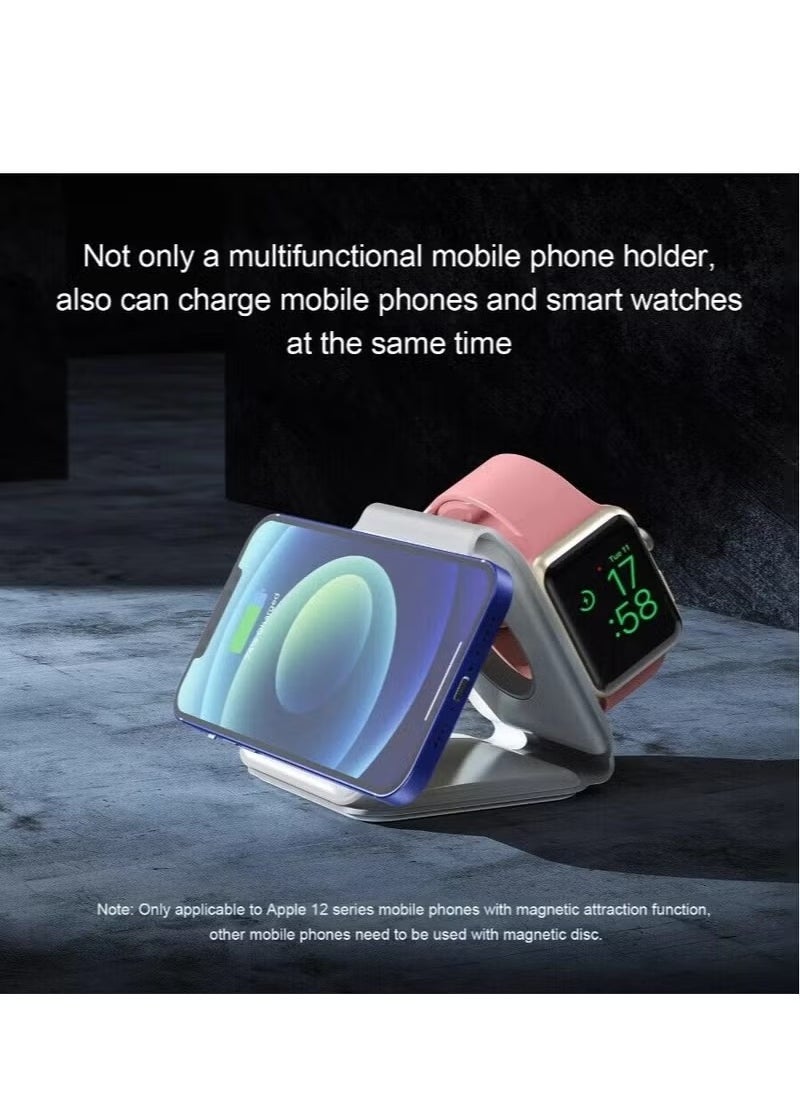 ELTRAZONE - Foldable 3 in 1 Magnetic Slim Wireless Charger | QI-Certified 15W Fast Charging | Compatible with iPhone, Samsung & Qi-Enabled Devices | Portable Foldable Design for Phone, AirPods & Smartwatch | White Color | Efficient Multi-Device Charging Station - Image 1