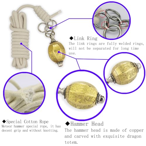 PHYSKOW Meteor Hammer Chinese Kungfu Traditional Martial Arts Soft Equipment (Meteor Hammer - Copper) - Image 2