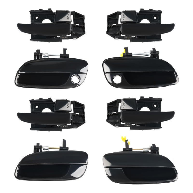 JDMON Interior Exterior Door Handles Set Replacement for Hyundai Elantra 2001 2002 2003 2004 2005 2006 Front Rear Passenger Driver Side Replacement for 836502D000 826502D000 826602D000 8PCS Black