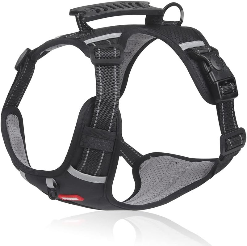Le Pet New Dog Chest Harness Vest Type Reflective Big Dog Chest Harness Explosion-Proof Dog Leash (M, Black) - Image 1