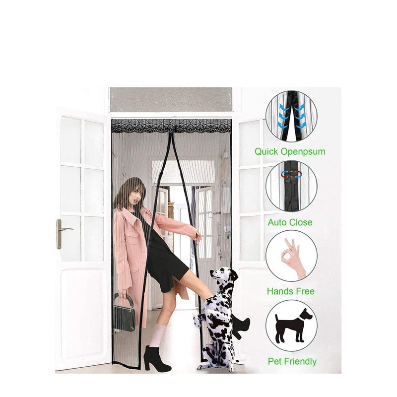 Barakah Magnetic Fly Screen Door 100x200cm(39x79inch) Mesh Fly Curtain - Top-to-Bottom Seal Shuts Automatically - The Magnetic Curtain is Ideal for The Balcony Door Basement Door and Patio Door -Grey - Image 5