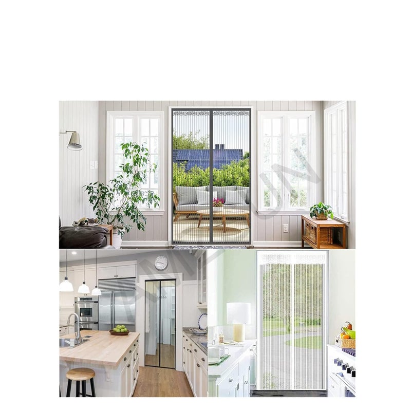 Barakah Magnetic Fly Screen Door 100x200cm(39x79inch) Mesh Fly Curtain - Top-to-Bottom Seal Shuts Automatically - The Magnetic Curtain is Ideal for The Balcony Door Basement Door and Patio Door -Grey - Image 4