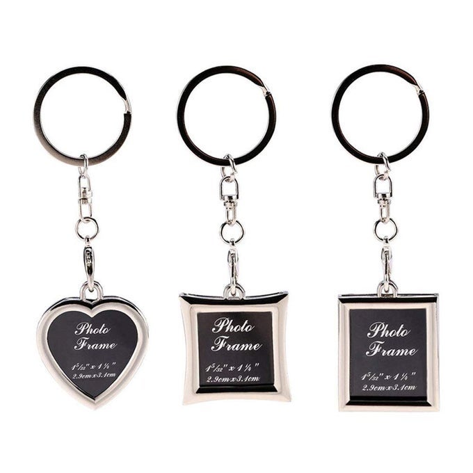 Photo Frame Keychain Set 3PCs Stainless Steel Blank Picture Frame Key chains and keyring Personalized DIY Souvenir Gift