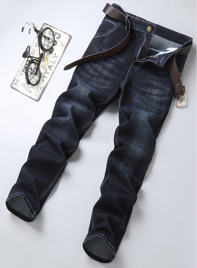 بنطلون جينز للرجال جينز نحيل مستقيم مخروطي الشكل تناسب العمل والترفيه - Image 4