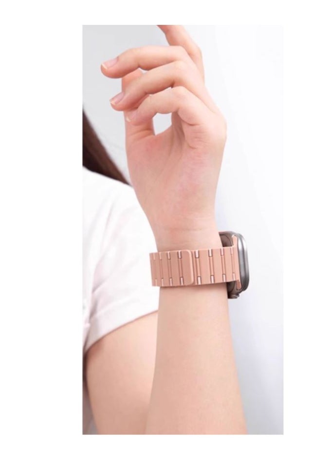 Generic - Contrast Color Silicone Rubber Integrated Watch Band Strap for Apple Watch Compatible with 42mm 44mm 45mm 49mm - Image 1