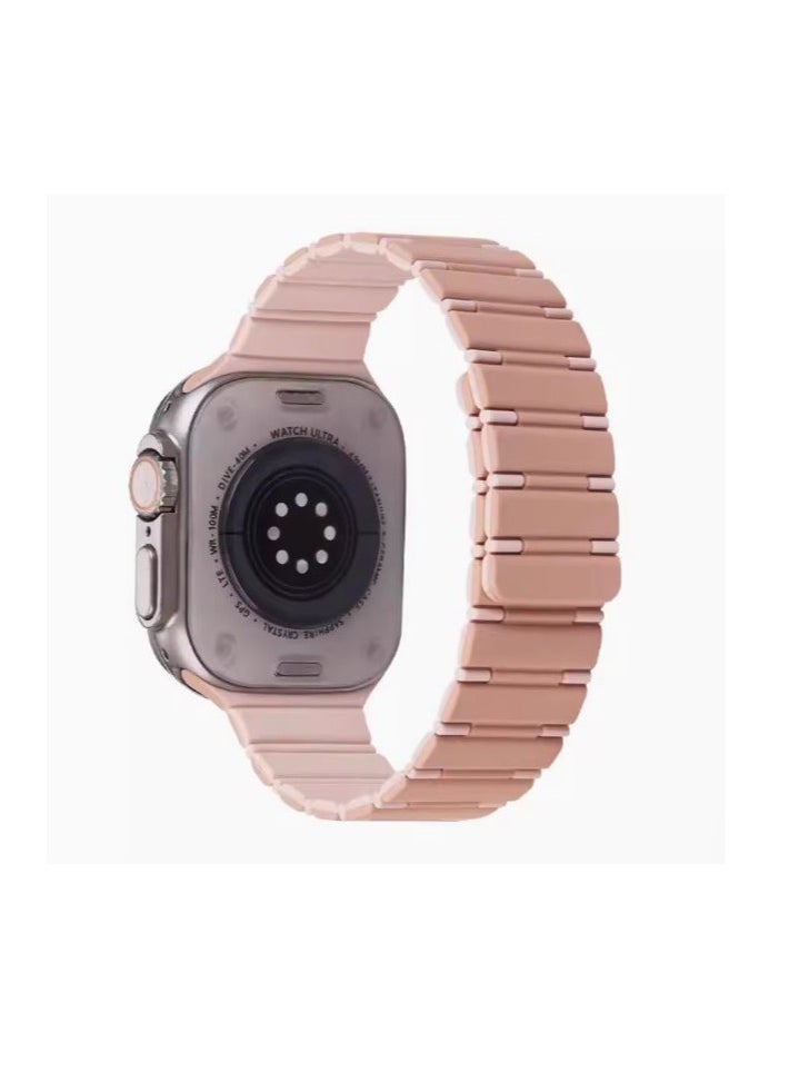 Generic - Contrast Color Silicone Rubber Integrated Watch Band Strap for Apple Watch Compatible with 42mm 44mm 45mm 49mm - Image 1