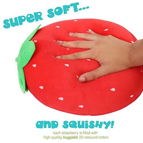 BenBen Strawberry Plush Toy, Set of 3, 12'', 7'' and 6'', Squishy Fruit Stuffed Plushies, Soft Hugging Cushion, Plush Pillow for Girls, Home Decorations, Easter Gifts - Image 3