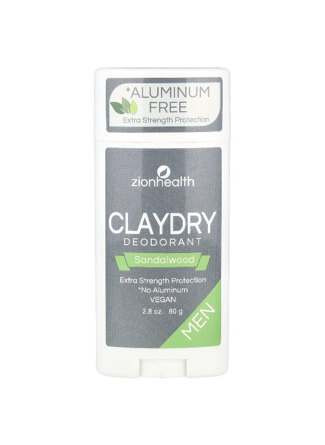 Zion Health Zion Health, Men, ClayDry Deodorant, Sandalwood, 2.8 oz (80 g)  - Image 1