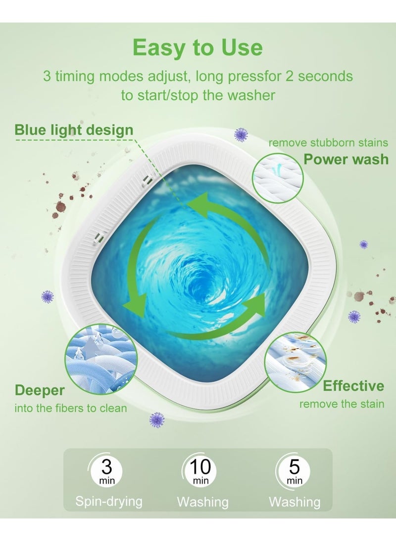 Portable Washing Machine, 12L Large Capacity Foldable Washing Machine with Drain Basket, 3 Modes Timing Cleaning, Deep Cleaning of Socks, Baby Clothes, Towels and Small Items - Image 4