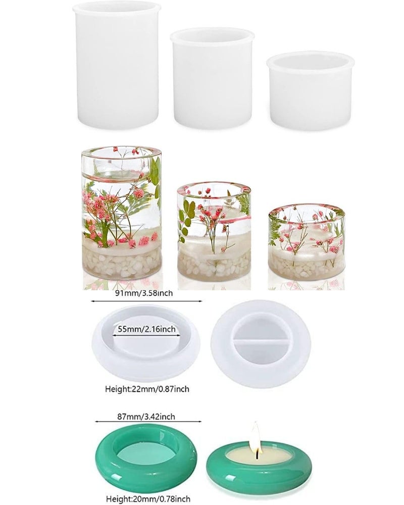 Snoogg 4 Tea Light Candle Silicone Mold Combo of 4 Molds 3 of Round and one 4 inch Oval Edge Set of Four Mould - Image 3
